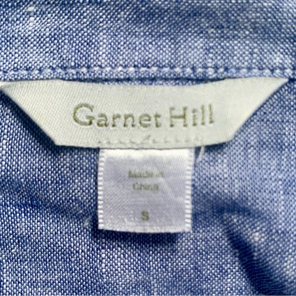 Garnet Hill Blue Linen Button Down Shirt Size Small - Picture 3 of 8